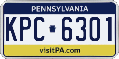 PA license plate KPC6301