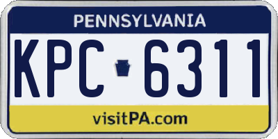 PA license plate KPC6311