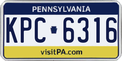 PA license plate KPC6316
