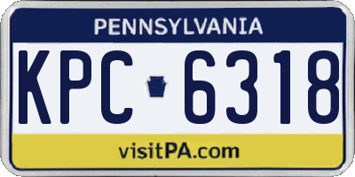 PA license plate KPC6318