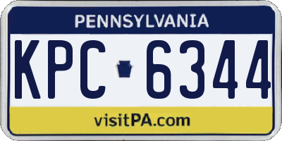 PA license plate KPC6344