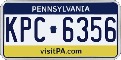 PA license plate KPC6356