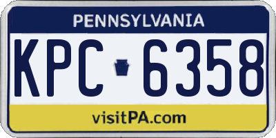 PA license plate KPC6358