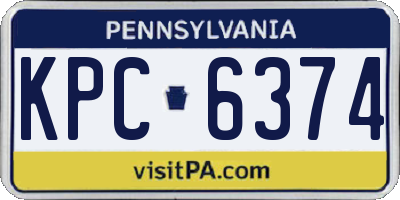 PA license plate KPC6374