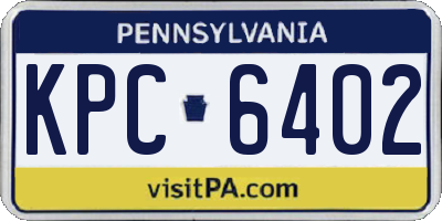 PA license plate KPC6402