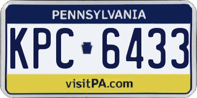 PA license plate KPC6433