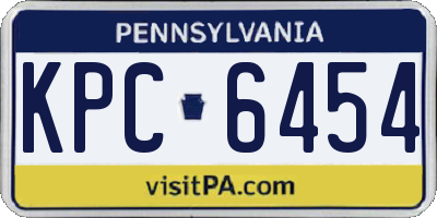 PA license plate KPC6454
