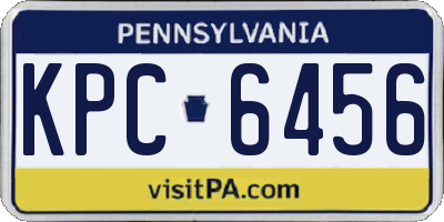 PA license plate KPC6456