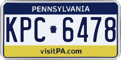 PA license plate KPC6478