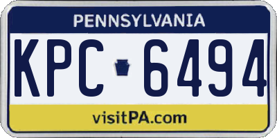 PA license plate KPC6494