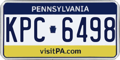 PA license plate KPC6498