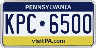 PA license plate KPC6500