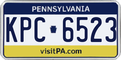 PA license plate KPC6523