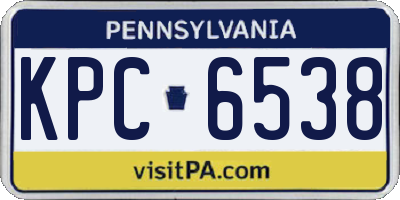 PA license plate KPC6538