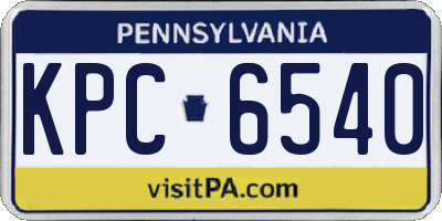 PA license plate KPC6540