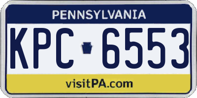 PA license plate KPC6553