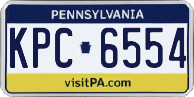 PA license plate KPC6554