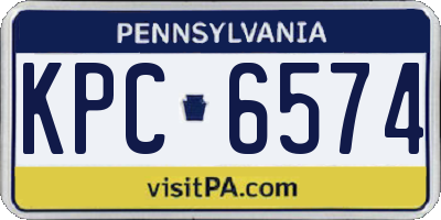 PA license plate KPC6574