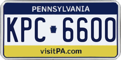 PA license plate KPC6600