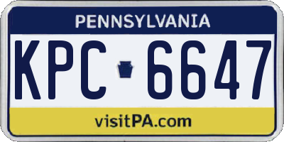 PA license plate KPC6647