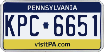 PA license plate KPC6651