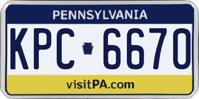PA license plate KPC6670