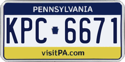 PA license plate KPC6671