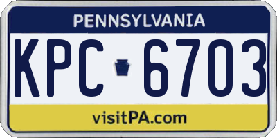PA license plate KPC6703