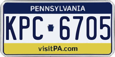 PA license plate KPC6705