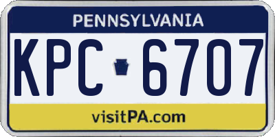 PA license plate KPC6707