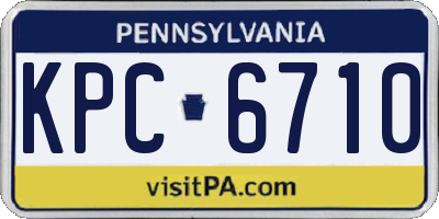 PA license plate KPC6710