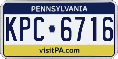 PA license plate KPC6716