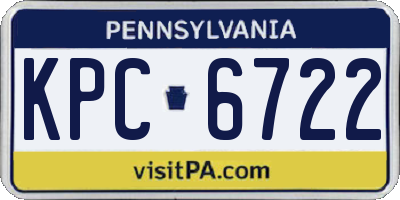 PA license plate KPC6722
