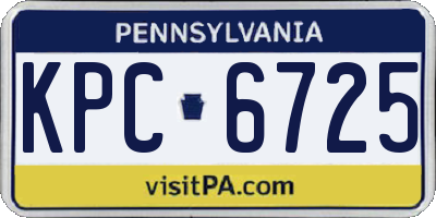 PA license plate KPC6725