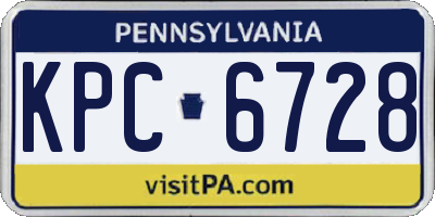 PA license plate KPC6728