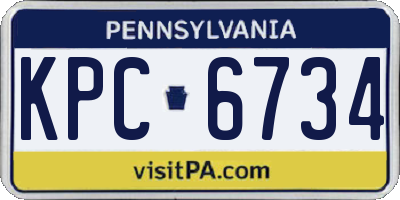 PA license plate KPC6734