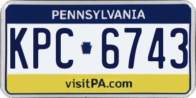 PA license plate KPC6743
