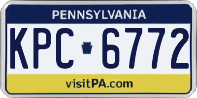 PA license plate KPC6772