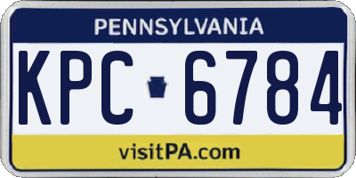 PA license plate KPC6784
