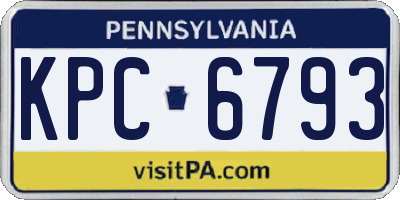 PA license plate KPC6793