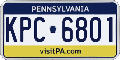 PA license plate KPC6801