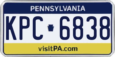 PA license plate KPC6838