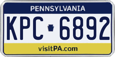 PA license plate KPC6892