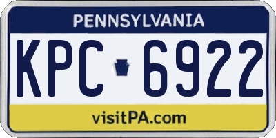 PA license plate KPC6922