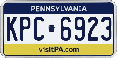 PA license plate KPC6923