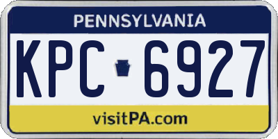 PA license plate KPC6927