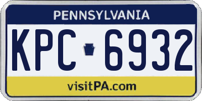 PA license plate KPC6932