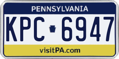 PA license plate KPC6947