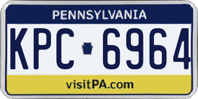 PA license plate KPC6964