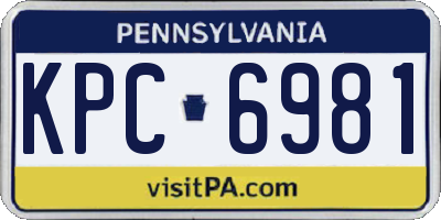 PA license plate KPC6981